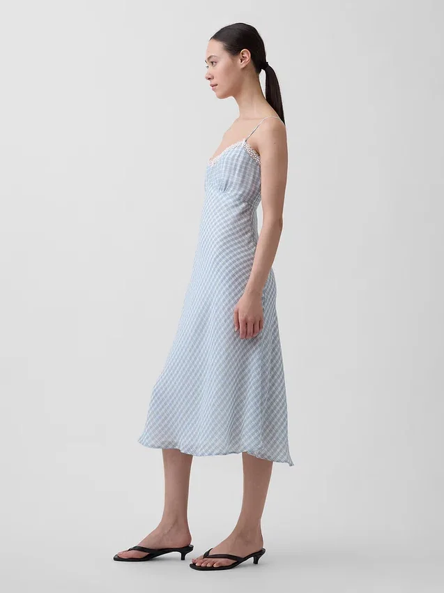 Gingham Midi Slip Elbise