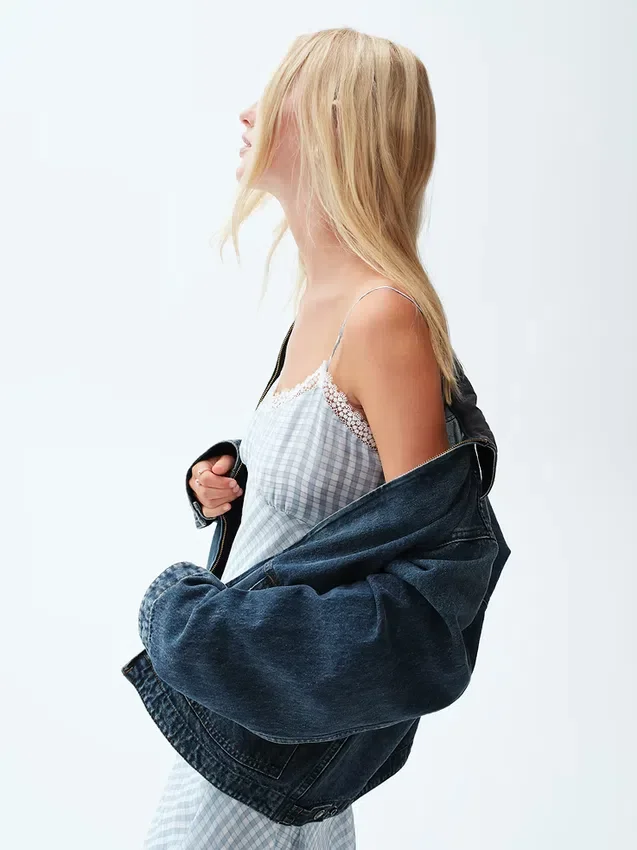Gingham Midi Slip Elbise