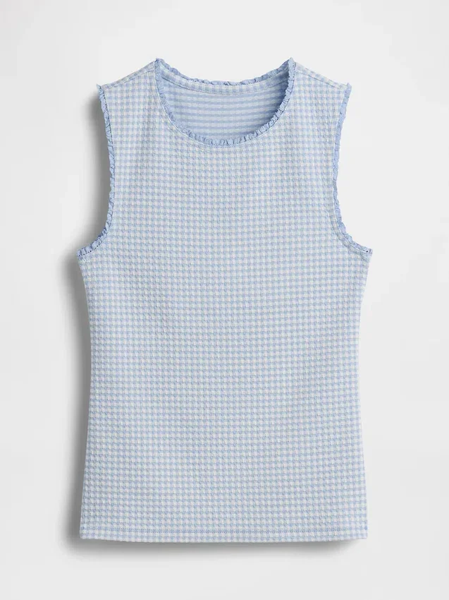 Gingham Pointelle Şeffaf Tank Top