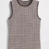 Gingham Pointelle Şeffaf Tank Top
