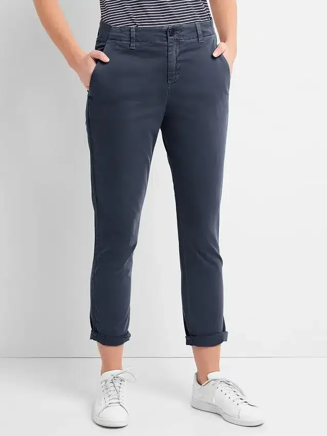Girlfriend Twill Çizgili Haki Pantolon