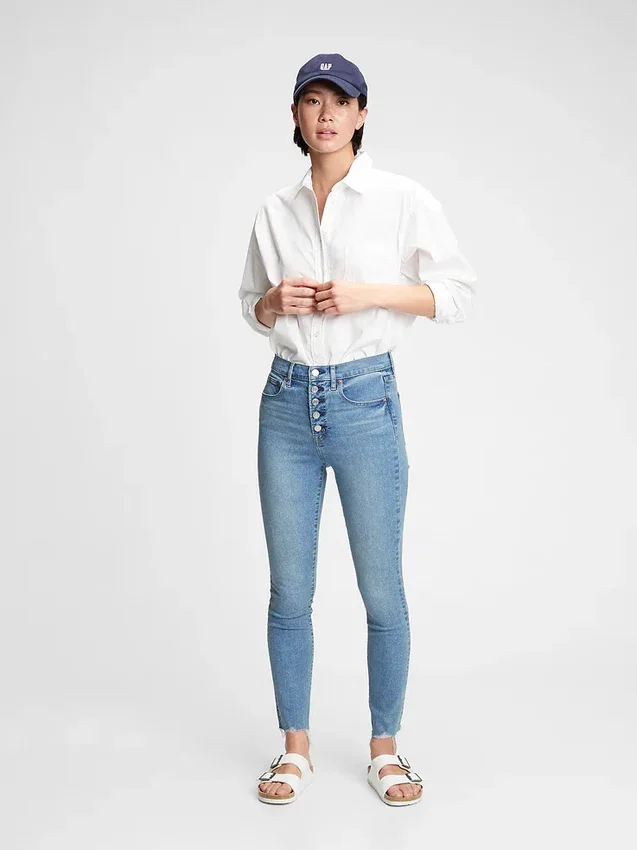 Gizli Düzleştirici Cepli Yüksek Bel Gerçek Skinny Jean'ler