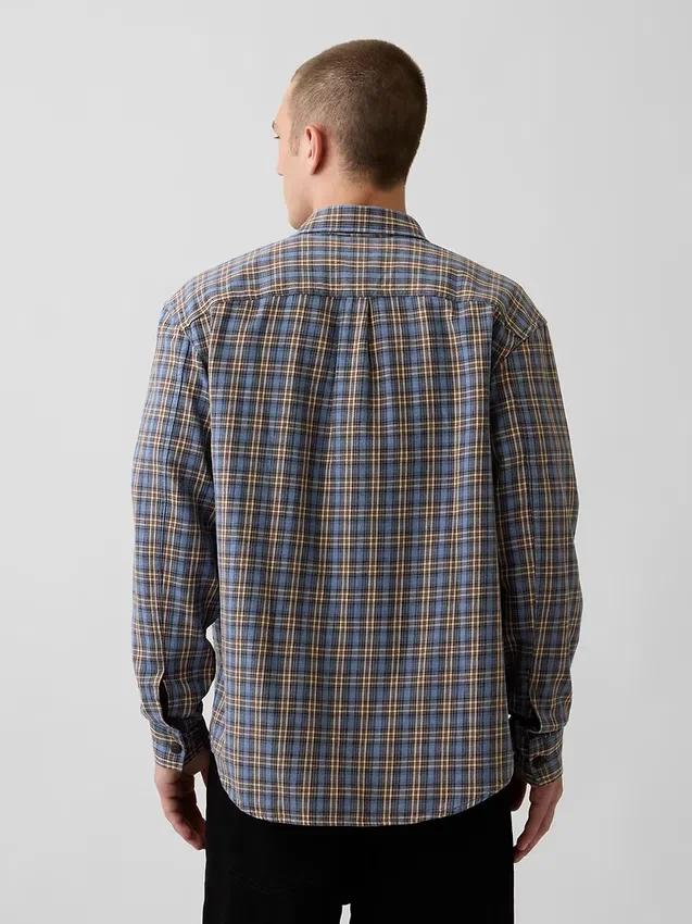 Güneşte Yıkanmış Twill Rahat Kareli Gömlek