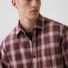 Güneşte Yıkanmış Twill Rahat Kareli Gömlek
