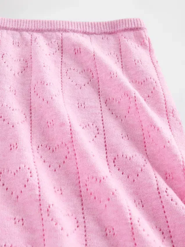 Hafif CashSoft Pointelle Kalp Desenli Pijama Şortu