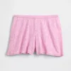 Hafif CashSoft Pointelle Kalp Desenli Pijama Şortu