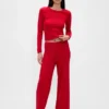 Hafif CashSoft Pointelle Kalp Desenli Pijama Pantolonları