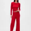 Hafif CashSoft Pointelle Kalp Desenli Pijama Pantolonları