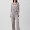 Hafif CashSoft Pointelle Kalp Desenli Pijama Pantolonları