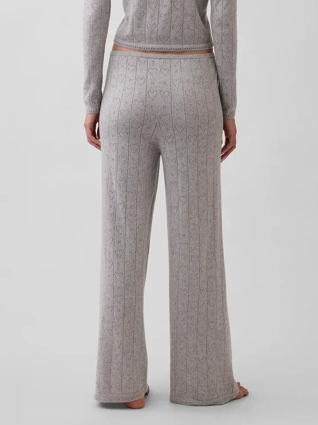 Hafif CashSoft Pointelle Kalp Desenli Pijama Pantolonları