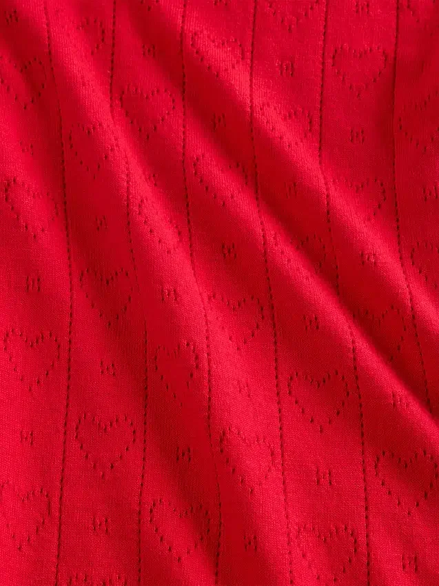 Hafif CashSoft Pointelle Kalp Desenli Pijama Pantolonları