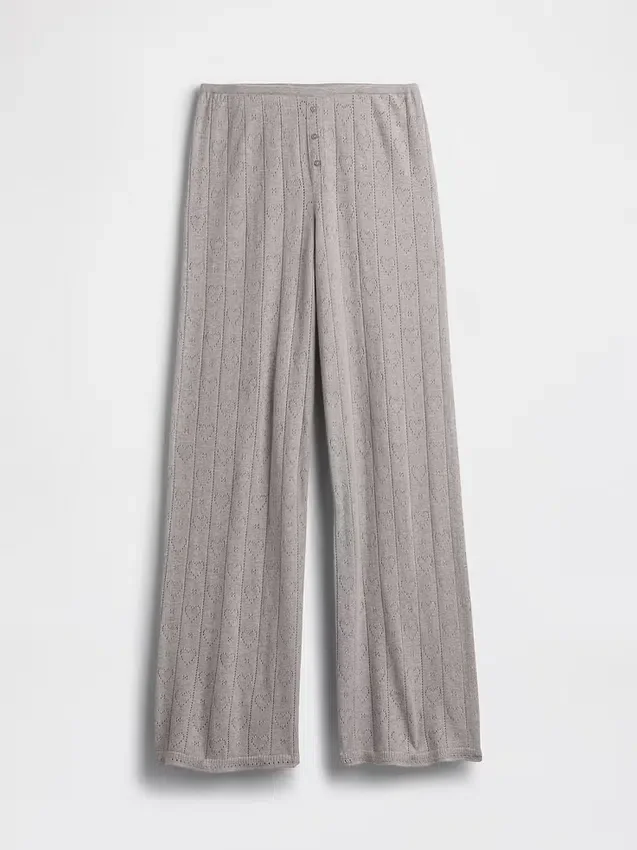 Hafif CashSoft Pointelle Kalp Desenli Pijama Pantolonları