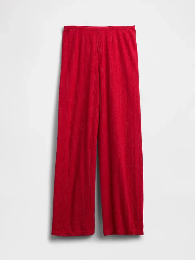 Hafif CashSoft Pointelle Kalp Desenli Pijama Pantolonları