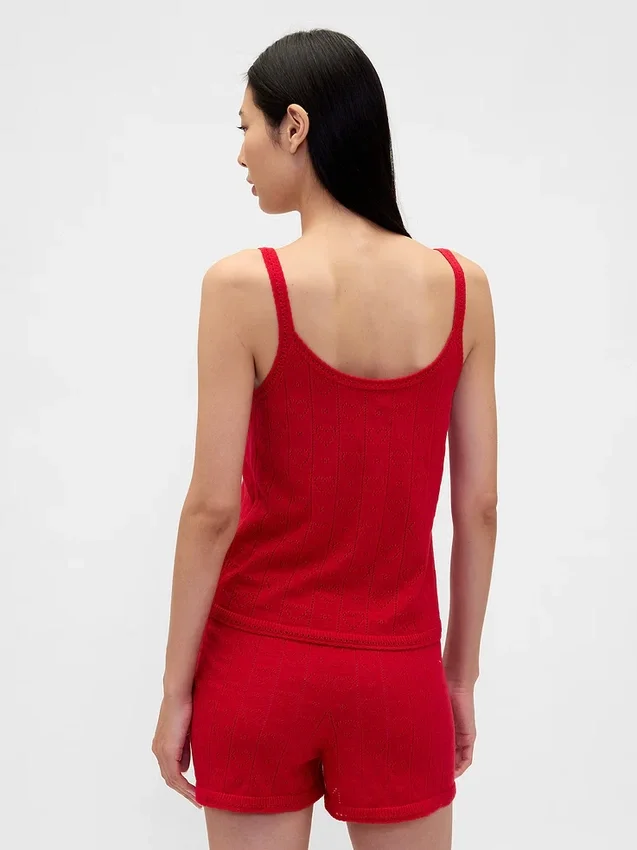 Hafif CashSoft Pointelle Kalp Desenli Pijama Tank Top