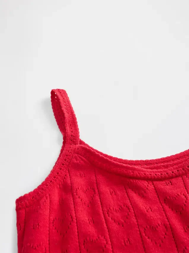 Hafif CashSoft Pointelle Kalp Desenli Pijama Tank Top