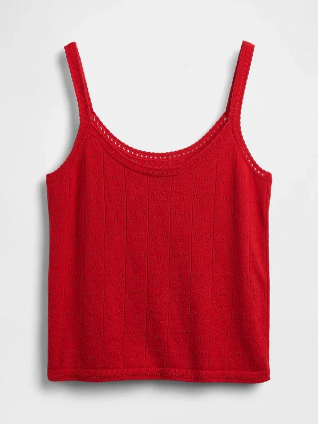 Hafif CashSoft Pointelle Kalp Desenli Pijama Tank Top