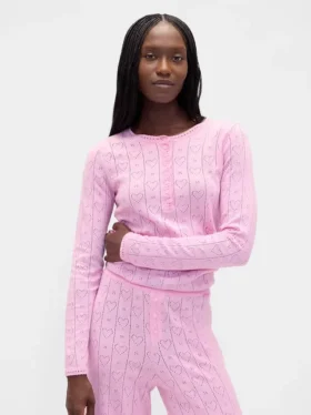 Hafif CashSoft Pointelle Kalpli Pijama Üst Giyim