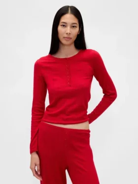 Hafif CashSoft Pointelle Kalpli Pijama Üst Giyim