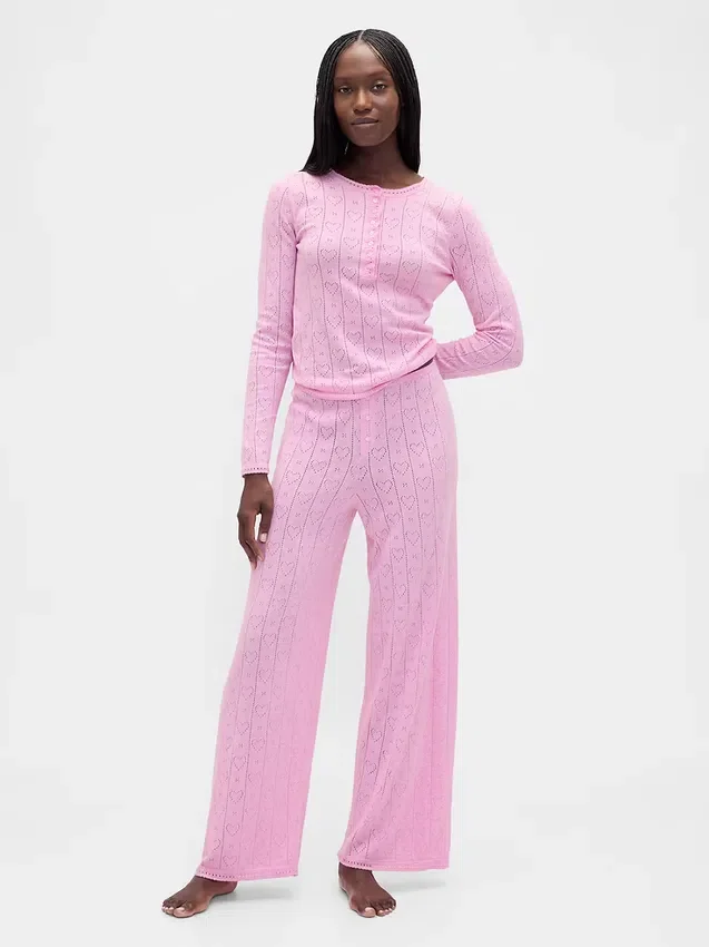 Hafif CashSoft Pointelle Kalpli Pijama Üst Giyim