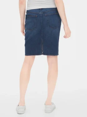 Hamile Giyim Tam Panel Denim Etek