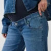 Hamile Giyim Tam Panel Stride Geniş Paça Jean'ler