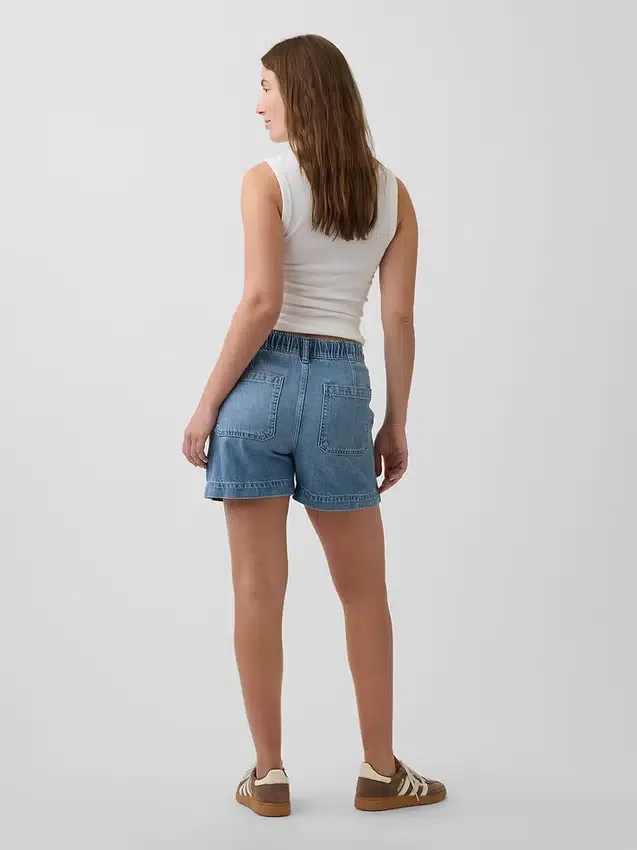 Hamile Giyim Tam Panel Ultra Yumuşak Denim Kolay Giyilebilir Şortlar