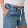 Hamile Giyim Tam Panel Ultra Yumuşak Denim Kolay Giyilebilir Şortlar