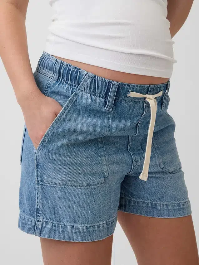 Hamile Giyim Tam Panel Ultra Yumuşak Denim Kolay Giyilebilir Şortlar