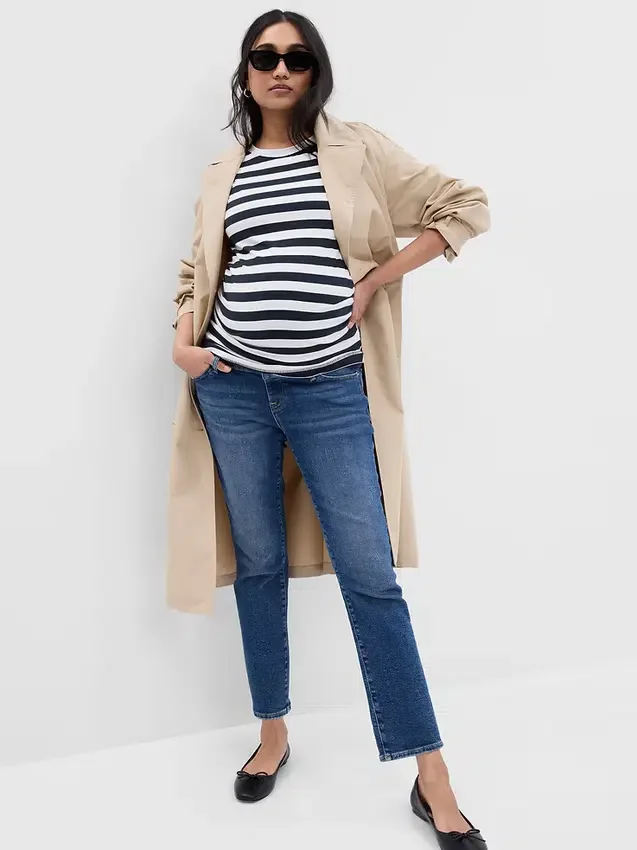 Hamile Giyim Tam Panel Vintage Slim Jean'ler