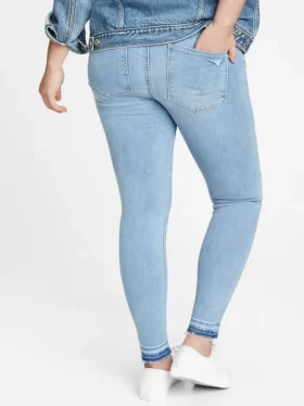 Hamile Giyim Tam Panel Yıpranmış Legging Jean'ler