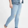 Hamile Giyim Tam Panel Yıpranmış Legging Jean'ler