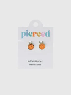 Huggie Küpeler için Pierced Co Basketbol Charmi