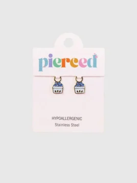Huggie Küpeler için Pierced Co Yaban Mersini Charms