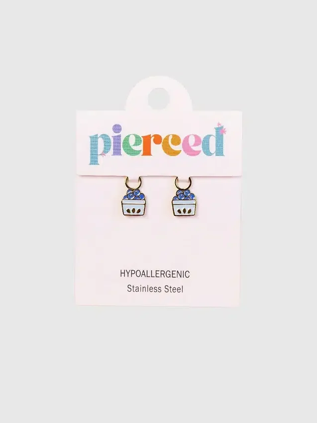 Huggie Küpeler için Pierced Co Yaban Mersini Charms