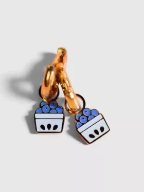Huggie Küpeler için Pierced Co Yaban Mersini Charms