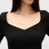 Çift Örme Sweetheart Korsajlı Mini Elbise