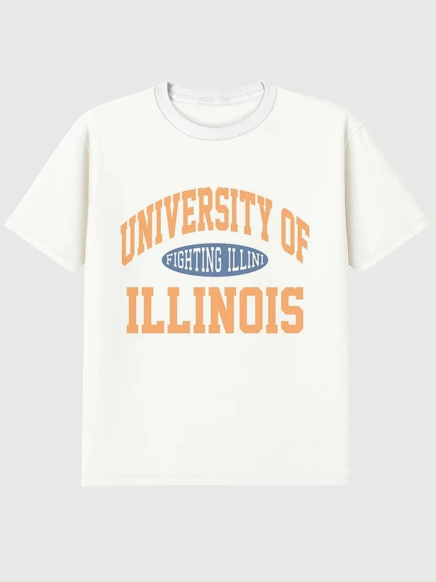 Illinois Üniversitesi Vintage Fighting Illini Grafik Tişört