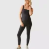 Ingrid and Isabel Uzun Siyah Hamile Giyim Spor Unitard Tulumu
