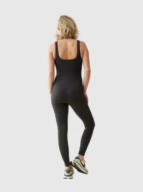 Ingrid and Isabel Uzun Siyah Hamile Giyim Spor Unitard Tulumu