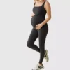 Ingrid and Isabel Uzun Siyah Hamile Giyim Spor Unitard Tulumu