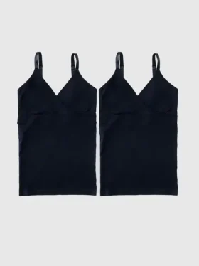 Ingrid ve Isabel Basics Hamile Giyim Dikişsiz Çapraz Emzirme Kolsuz Bluz 2'li Paket