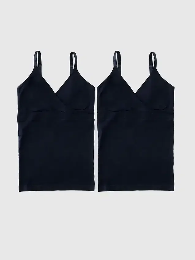 Ingrid ve Isabel Basics Hamile Giyim Dikişsiz Çapraz Emzirme Kolsuz Bluz 2'li Paket