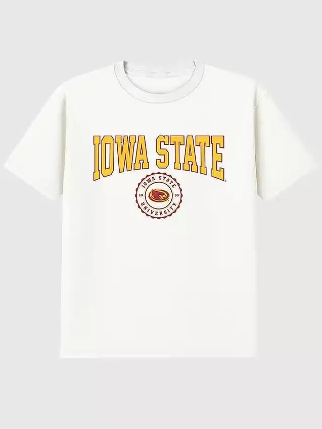 Iowa State Üniversitesi Kolej Arması Koyu Renkli Grafik Tişört