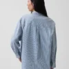 Çizgili Büyük Boy Denim Gömlek