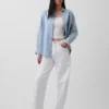 Çizgili Büyük Boy Denim Gömlek