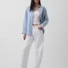 Çizgili Büyük Boy Denim Gömlek