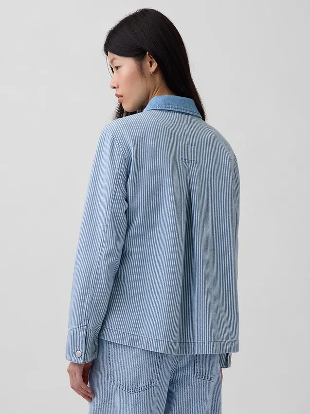 Çizgili Denim İş Ceketi