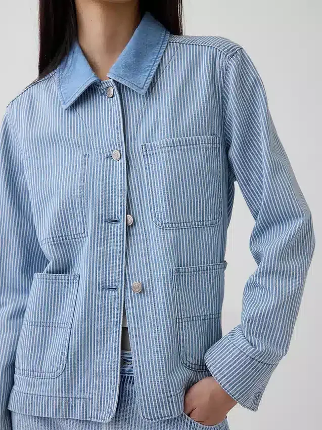 Çizgili Denim İş Ceketi