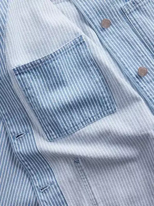 Çizgili Denim İş Ceketi