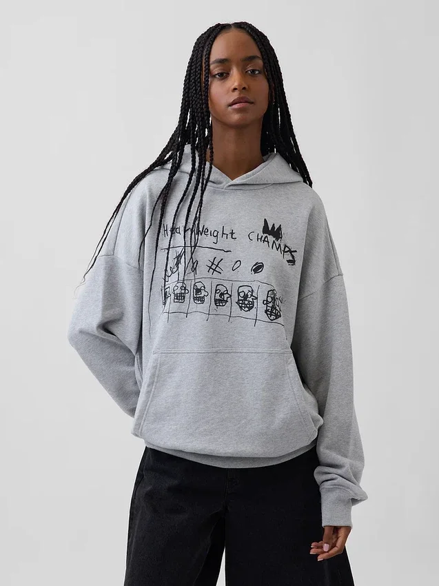 Jean-Michel Basquiat Ağır Kapüşonlu Sweatshirt
